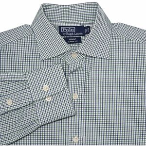 Polo Ralph Lauren REGENT CLASSIC FIT Shirt Mens 17 34/35 Plaid Check Long Sleeve
